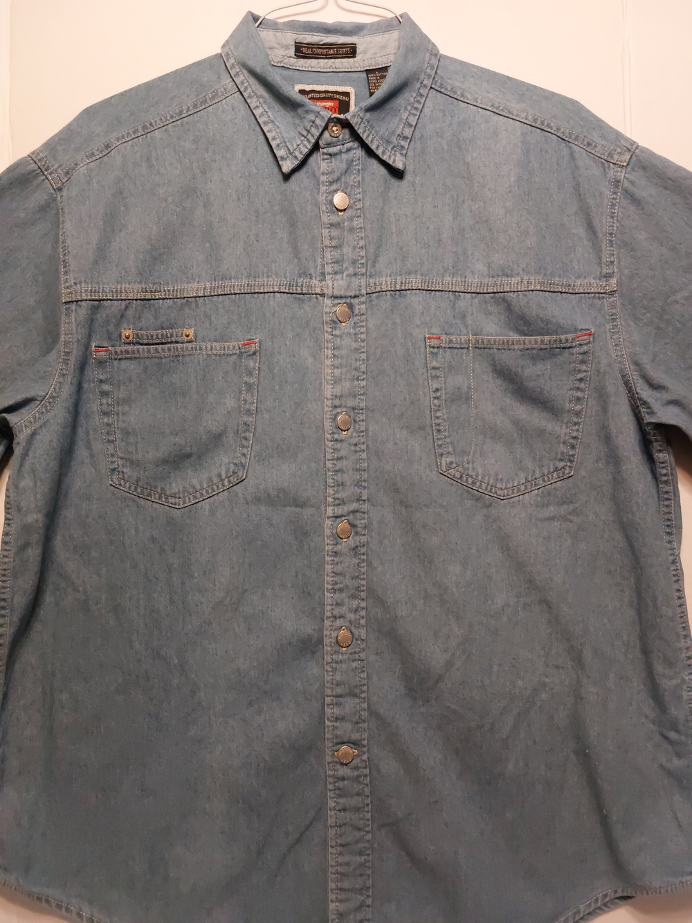Wrangler Hero Vintage Light Blue Denim Snap-Front Men's Shirt